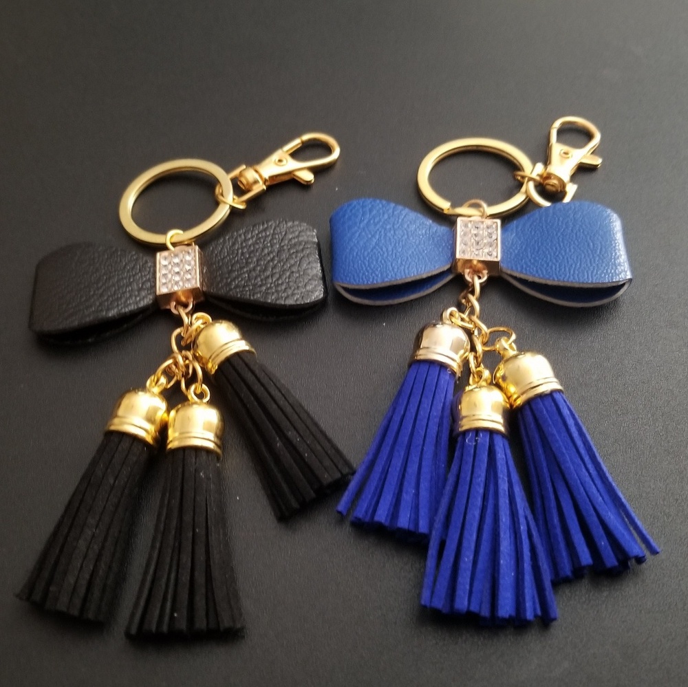 Set of 2 Tassel Bow & Tassels Keychains Bag Charms
